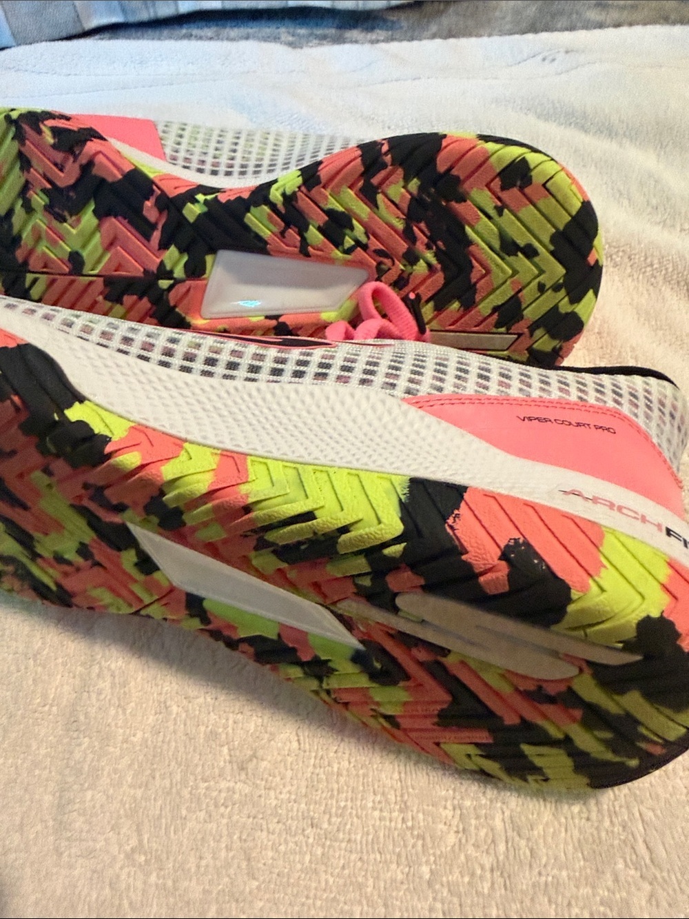 Skechers Women's White Pink Athletic Sneakers with Neon Accents - Picture 5 of 5